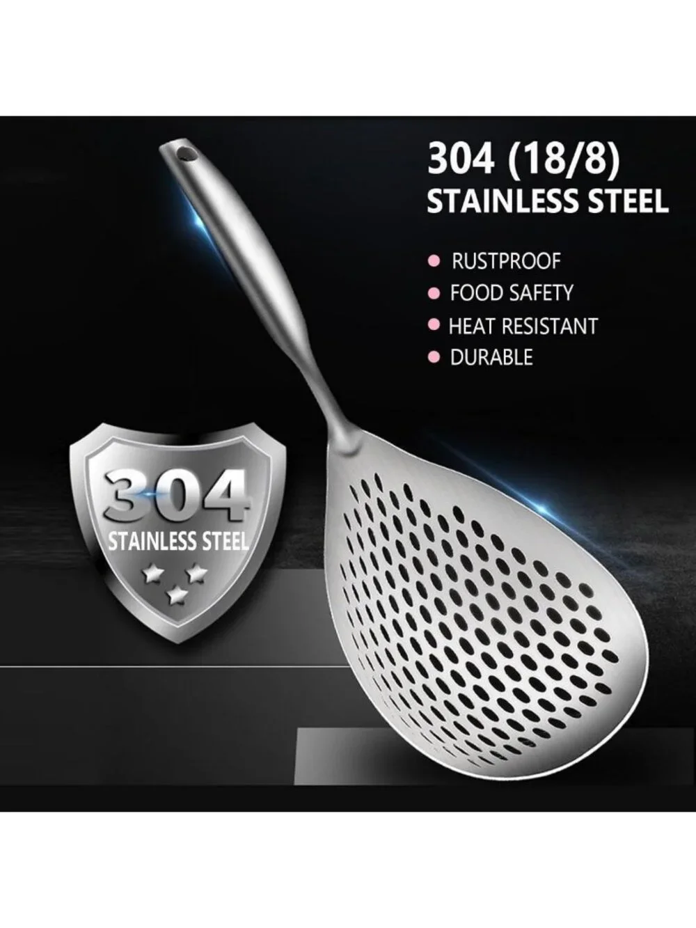 Stainless Steel Skimmer Spoon - Slotted Ladle for Cooking, Frying & Pasta